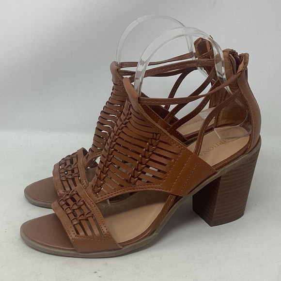 Merona Kerina Cognac Braided Heel Sandals Women's Size 8 - Picture 4 of 9